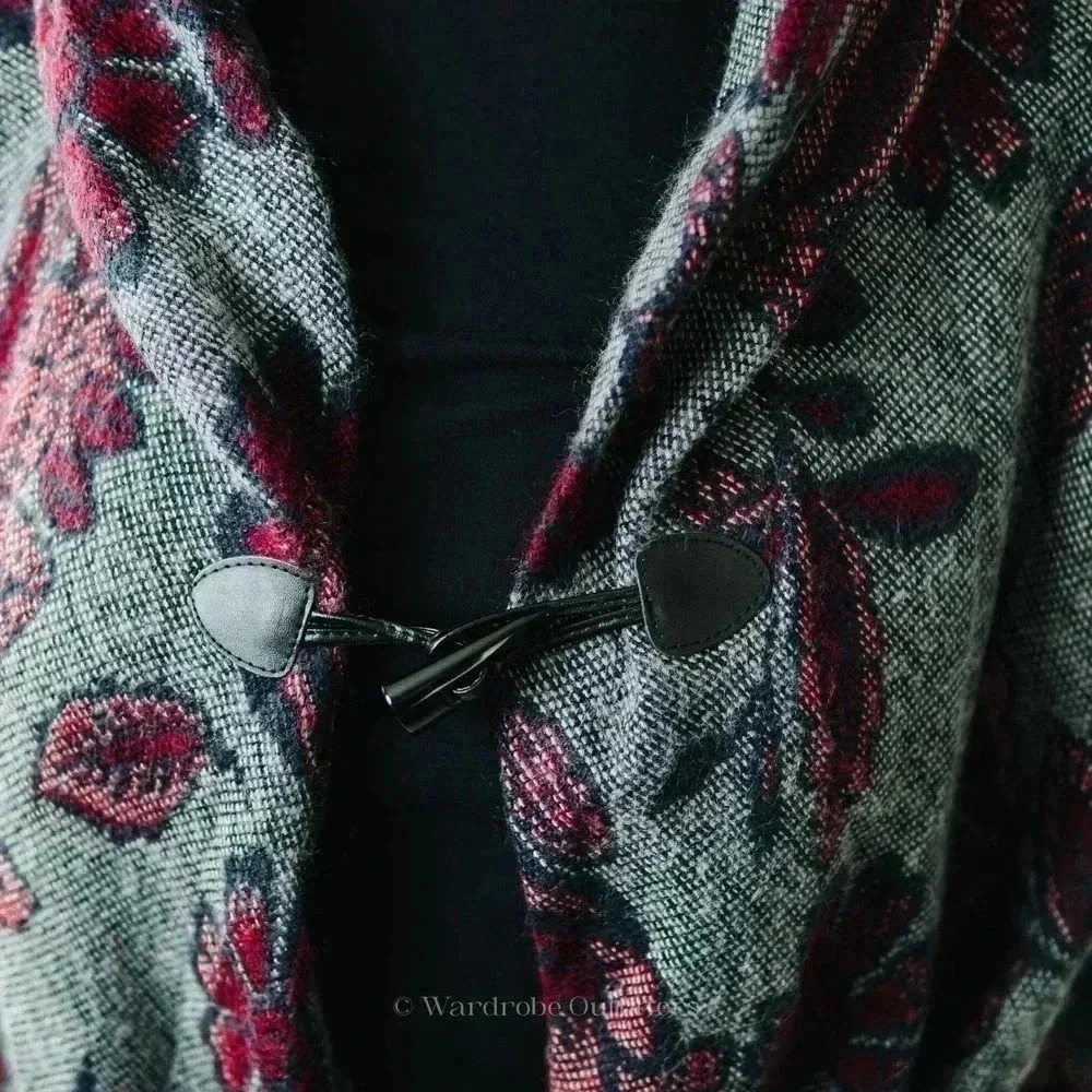 Floral Shaw Afgan Blanket Poncho - Picture 8 of 9
